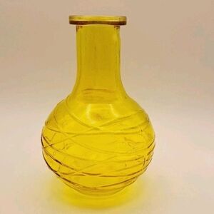 Flower Vase Vintage Honey Gold Raised Swirling Design 6'' Decorative Retro